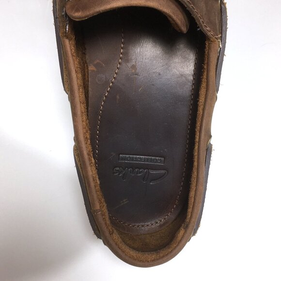 Clarks Port View Slip On Boat Shoes Mens Size 10.5 M Brown Leather 11826